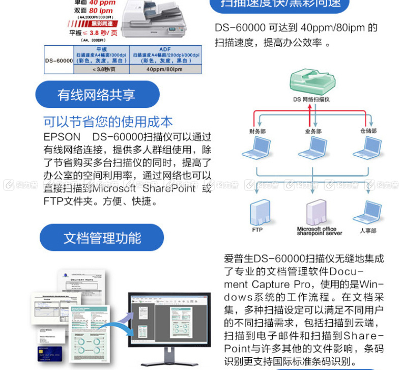 爱普生 EPSON A3高速馈纸式扫描仪 DS-60000 