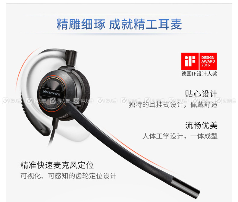 缤特力 plantronics 轻便型专业耳挂式QD耳机带麦克风 HW530 单耳耳挂式仅重22克 不含线 需根据话机配线使用