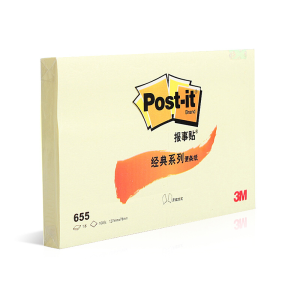 3M 3M 报事贴 655 127*76mm （黄色） 100页/本 12本/包  127*76mm  便条纸