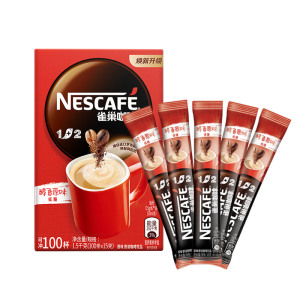 雀巢 雀巢 Nestle 1+2速溶咖啡 双豆烘焙 醇香原味 15g*100条/袋（新老包装随机发货）  6袋/箱  15g*100条/袋（新老包装随机发货）  速溶咖啡