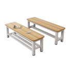 林感 长凳1800×350×450 钢架板材 (白架浅胡桃色) 